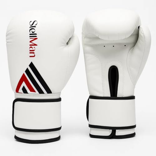 Boxing Gloves for Men & Women – Premium Synthetic Leather Training Gloves for Boxing, Kickboxing, Muay Thai, Sparring & Heavy Bag Work with Wrist Support – White - size: 12oz