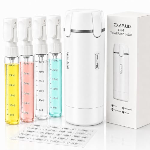 4-in-1 Travel Dispenser Bottle, TSA Approved Leakproof Set(White) - color: white