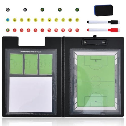 Coaches Soccer Clipboard Coaching Board Magnetic 2026 Updated | Football Tactics Board with Team Members Magnets, 2 Marker Pens, Dry Erase, Portable Folder-style