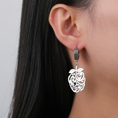 Pomegranate Arabic Calligraphy Earrings Islamic Blessing Love Hope Earrings Persian Muslim Amulet Religious Jewelry Eid Ramadan Gift for Women - color: ailver 2