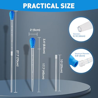 27.7IN Extra Long Turkey Baster for Aquarium, Blue, 50ml | Plastic Turkey Baster Long Syringe, Waste Remover for Aquarium Vacuum, Siphon for Fish Tank, Fish Waste Collector