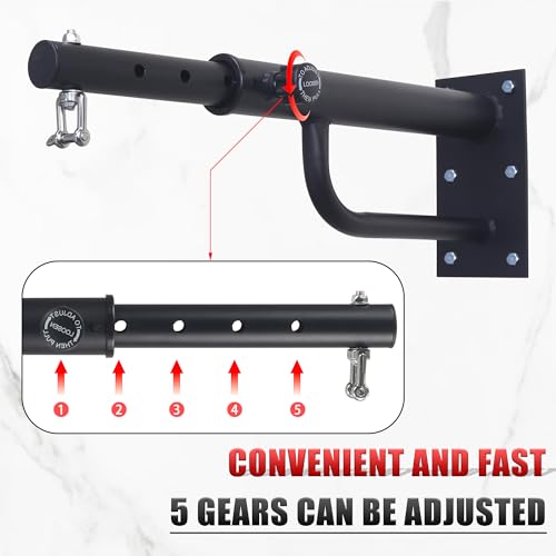 NEWAN Wall Mount Heavy Bag Hanger,5 Adjustable Length Punching Bag Hanger,Rotate 360 Degrees Boxing Bag Bracket for Home Gym Indoor Outdoor (Max 800lbs)