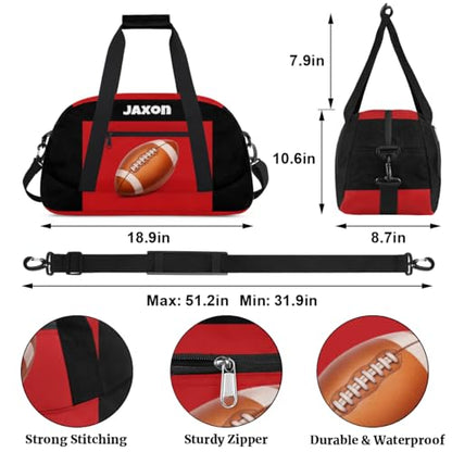 Personalized Boys Football Bag, American Football Bag, Black Red | Personalized Named Practice Travel Overnight Training Bag - color: Color 22
