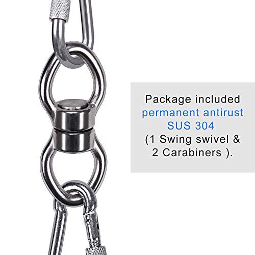 SELEWARE Silent Bearing Swing Swivel with 2 Carabiners, 360° Rotational Device Hanging Accessory for Tree Swing, Hammock Chair, Yoga,1200LB Capacity | Quiet Smooth Rotation, Supports Up to 1200LB, Quick Connect Buckles, 1 Pack for Swings, Hammocks, Tire S