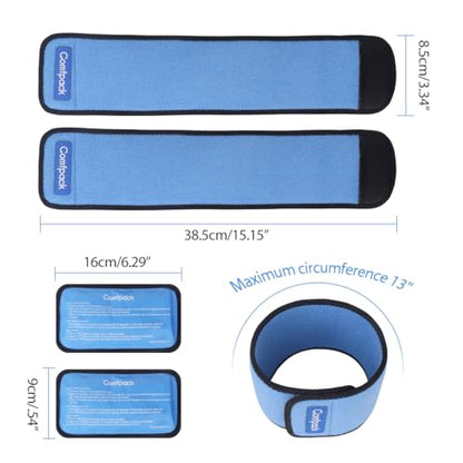 Comfpack 2 Packs Cold Therapy Wrap for Pain Relief, Reusable Gel Ice Packs for Foot Plantar, Wrist, Ankle, for Sprains, Muscle Pain, Bruises, Injuries, Blue - size: Blue, style: 2 Sleeves + 2 Gel Packs