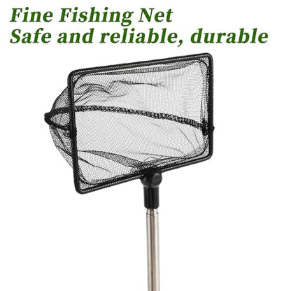Fish Tank Net, Fine Mesh Aquarium Fish Net, Long Handle Fish Net, Stainless Steel Extendable Handle, Square Aquarium Cleaning Net for Aquarium Accessories - size: 4 inch