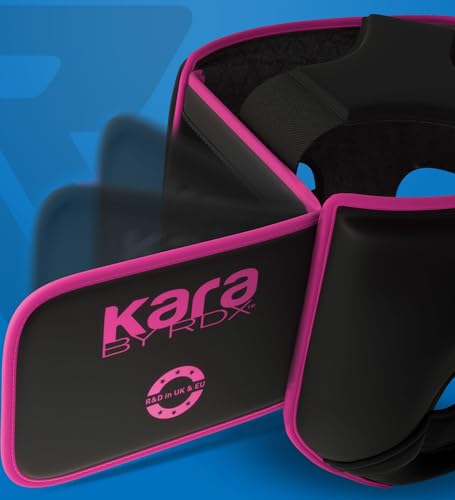 RDX Kids Boxing Headgear, MMA Training, Adjustable Padded Kara Muay Thai Juniors Head Gear, Kickboxing, Sparring, Martial Arts, Karate, Taekwondo Youth Girls Boys Helmet, Home Gym Workouts - color: Pink