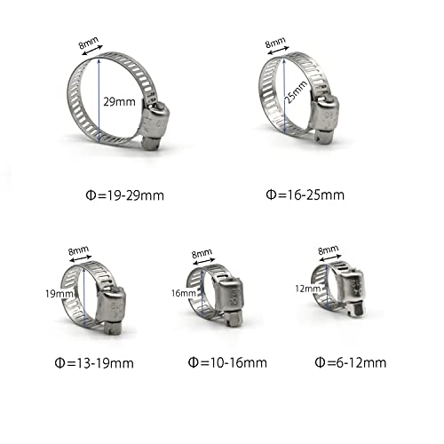 Hose Clamp 1 Inch, 80 Pack Stainless Steel Hose Clamps Worm Gear fuel line pipe clamps, 19-29mm (1 Inch) - size: 19-29mm (1inch)