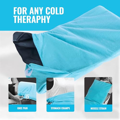 ICEWRAPS Fabric Cover for 10 x 14 Clay Pack, Reusable Ice Pack Cover - Blue | Oversize Clay Pack - Soft Reusable ice pack cover, Durable ice pack holder, Custom-Fit Sleeve, Machine Washable, Lightweight - size: 10”x14”, style: Fabric Cover Only