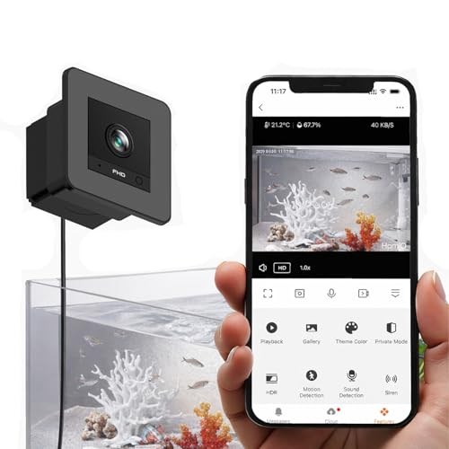 3MP 2K Aquarium & Terrarium Pet Camera, 2.4GHz & 5GHz WiFi, Auto-Focus, 24/7 Recording, Close Focus Lens Aquarium Camera for Fish Tank Terrarium Lizard Snake Pets