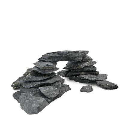 Natural Slate Rock 5lb Reptile Basking Stone Fish Tank Rocks for Aquarium Landscaping, Tank Decoration, Fairy Gardens,Reptile & Amphibian Enclosures 3-8 Inches