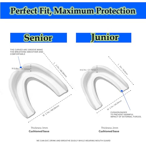 6-Pack Sports Mouthguard with Case Kids Youth Boil Bite Slim Fit Soft Girls Boys Football Lacrosse Basketball Boxing Soccer Taekwondo MMA Size Adult Age Above 11. - size: adult (age more then 11)