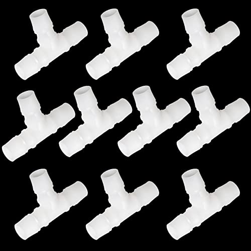 Feelers 1" Plastic Hose Barb Tee Fitting 10 Pack, Equal Barbed T-Shaped 3-Way Connector, Tube Splicer Union Adapter for Air Line, Fuel Line, Water Hose - size: 1 Inch, style: 10pcs-T Shaped