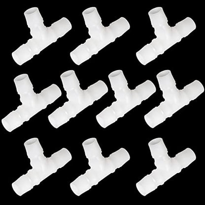 Feelers 1" Plastic Hose Barb Tee Fitting 10 Pack, Equal Barbed T-Shaped 3-Way Connector, Tube Splicer Union Adapter for Air Line, Fuel Line, Water Hose - size: 1 Inch, style: 10pcs-T Shaped