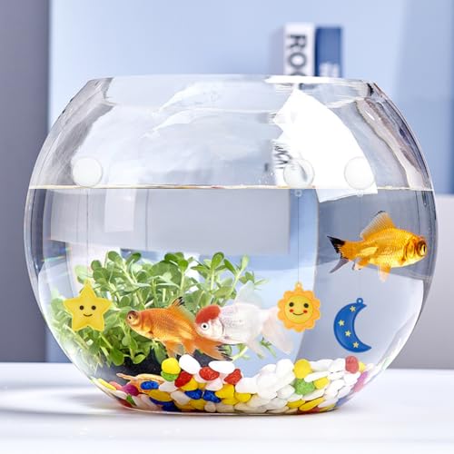 GORGECRAFT 3Pcs 3 Styles Floating Fish Tank Decorations Silicone Plastic Cartoon Sun Moon Star Aquarium Device Landscapes Decorations Accessories Suitable for All Kinds of Fishes Tanks - style: Mixed Shapes