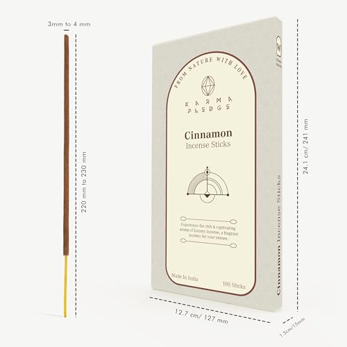 KarmaPledge Cinnamon Incense Sticks, Burn Time 45-60 Min, 100 Sticks - color: Cinnamon, size: 100 Hand Dipped Sticks