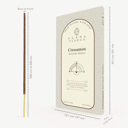 KarmaPledge Cinnamon Incense Sticks, Burn Time 45-60 Min, 100 Sticks - color: Cinnamon, size: 100 Hand Dipped Sticks