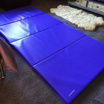 Greatmats Gym Mats 4x8 Ft x 1-3/8 Inch Folding, Home Exercise Pad For Gymnastics, Tumbling, Cheerleading, Martial Arts, (Blue)