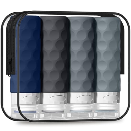 Silevoler Travel Bottles for Toiletries, Silicone Travel Size Containers - color: Navy Blue