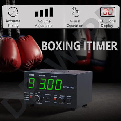 Portable Boxing Timer for Training Digital Gym Timer Gym Clock,Interval Timer,Workout Timer Interval Gym Timer with Led Lights Display for Workout Boxing Equipment (Red)