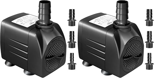 GROWNEER 550GPH Submersible Pump 30W Fountain Water Pump, 2000L/H, with 7.2ft High Lift, 3 Nozzles for Aquarium, Fish Tank, Pond, Hydroponics, Statuary (Pack of 2) - size: 550 GPH (Pack of 2)