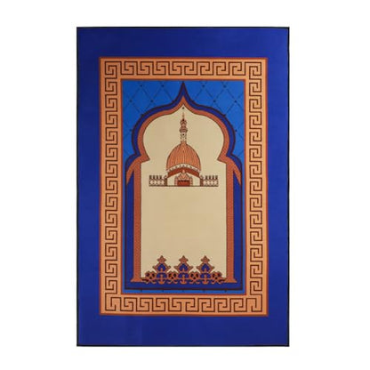 Muslim Prayer Rug Turkish Islamic Prayer Mat Thick Praying Carpet Janamaz Sajjadah Namaz Seccade Arabic Prayer Rug for Eid Ramadan - color: Blue-2