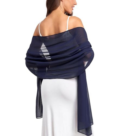 Shawl and Wrap for Evening Dresses Wedding Sheer Scarfs Women Scarve - color: Navy, size: 72''×18''