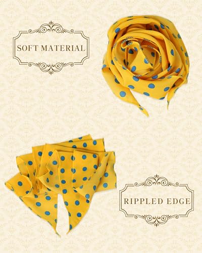 Chiffon Scarf for Women, Removable Flower Neck Scarf Light Soft Fashion Rose Scarves Versatile Headband or Hair Band - color: Yellow Blue Polka Dot