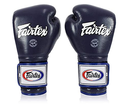 Fairtex BGV9 Muay 전문 복서 및 트레이너를 위한 | 하드 타자를 위한 멕시코 스타일 장갑 | 무술용 MMA 장갑 | 경량 및 충격 흡수 복싱 장갑 - color: 블루/블루 파이핑, size: 10온스