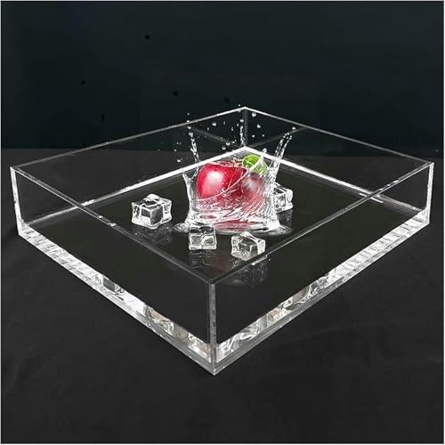 Acrylic Water Tank Deep and Shallow Sink Five-Sided Tray, 2 in Thickness Fish Tank Shooting Transparent Water Tank Pool, Food and Cosmetics Storage Box - size: 80x80x10cm/31.5x31.5x3.9in