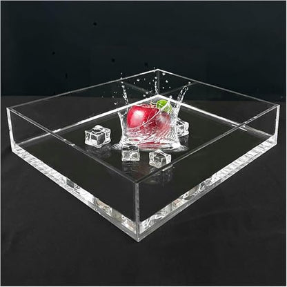 Acrylic Water Tank Deep and Shallow Sink Five-Sided Tray, 2 in Thickness Fish Tank Shooting Transparent Water Tank Pool, Food and Cosmetics Storage Box - size: 100x80x10cm/39.4x31.5x3.9in
