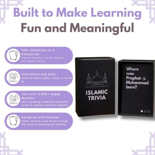 Islamic Trivia Card Game, 100+ Questions in 4 Categories, Educational Family Game, Perfect Eid Gift and Ramadan Gift for Muslims