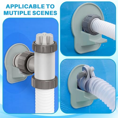 2 Pack Swimming Pool Pipe Holders Plastic Above Ground Swimming Hose Support Brackets with Tape Pool Hose Support Bracket for Preventing Pipes Sagging Accessory
