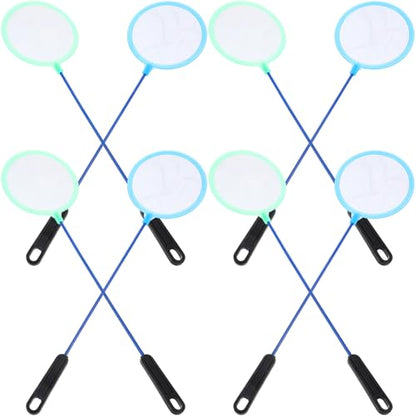 Balacoo 8pcs Plastic Fish Landing Nets with Dense Mesh for Aquarium and Shrimp Tanks Portable Fine Mesh Fishing Nets for Fish Tank Cleaning Random Color