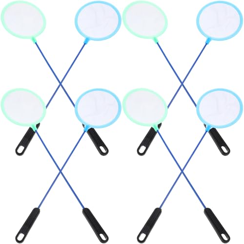 Balacoo 8pcs Plastic Fish Landing Nets with Dense Mesh for Aquarium and Shrimp Tanks Portable Fine Mesh Fishing Nets for Fish Tank Cleaning Random Color