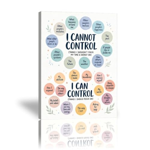 Mindfulness Control Poster Self Growth Motivation Canvas Wall Art - color: Frame-style, size: 12"L x 8"W