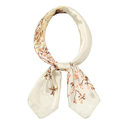 RIIQIICHY Head Scarf for Women Like Silk Satin Scarf for Hair Wrapping at Night Bandana Square Scarf for Sleeping 35 Inch - color: Cream/Gold/Brown/Pink