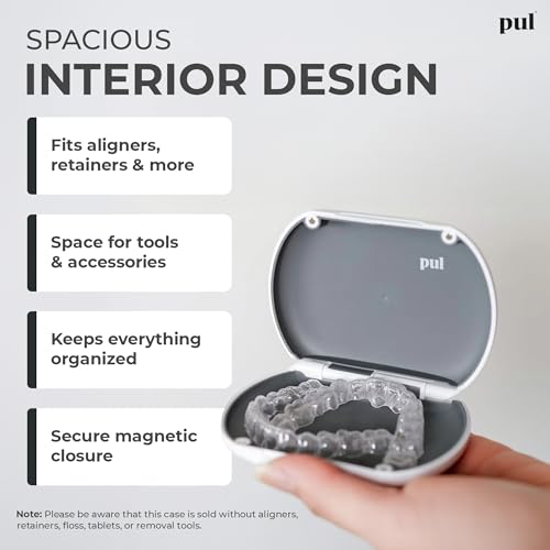 PUL Retainer Case for Invisalign & Clear Aligners - Slim Clear Aligner Case with Secure Magnetic Closure - Travel Retainer Holder for Invisalign Accessories, Mouth Guards & Dentures - Purple - color: Purple