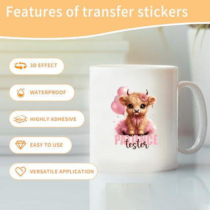 Highland Cow UV DTF Cup Wraps - 20 Sheet Cute Highland Cow UV DTF Transfer Stickers, Cartoon UVDTF Cup Wraps for Glass, Waterproof Transfer Sticker, DIY Crafts - color: Cow175