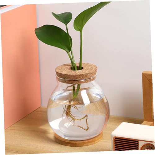 DOITOOL Small Glass Fish Bowl with Lid, Hydroponic Mini Fish Tank 10x11cm, Glass Aquarium with Mat for Desktop Office and Home Terrarium