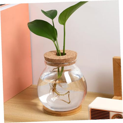 DOITOOL Small Glass Fish Bowl with Lid, Hydroponic Mini Fish Tank 10x11cm, Glass Aquarium with Mat for Desktop Office and Home Terrarium