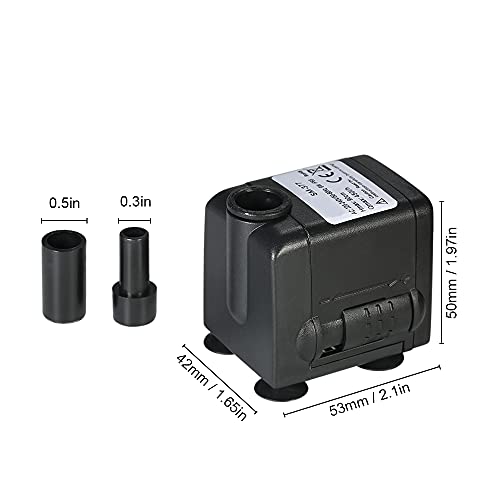 Decdeal 450L/H 6W Submersible Water Pump for Aquarium Tabletop Fountains Pond Water Gardens and Hydroponic Systems with 2 Nozzles, AC110V, US Plug