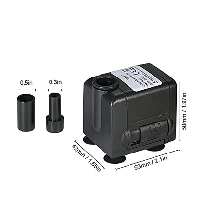 Decdeal 450L/H 6W Submersible Water Pump for Aquarium Tabletop Fountains Pond Water Gardens and Hydroponic Systems with 2 Nozzles, AC110V, US Plug