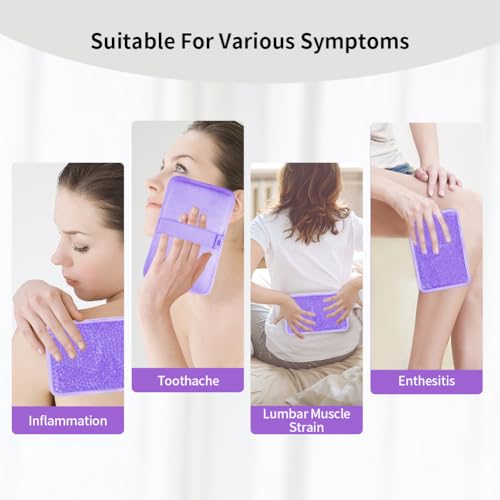 Gel Ice Pack for Injuries Reusable for Pain Swelling of Knee, Shoulder, Foot, Back, Ankle, Neck, Elbow, Wisdom Tooth - Cold or Hot Compress - style: Rectangle-Purple