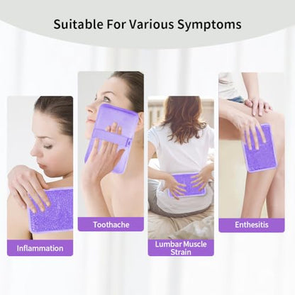 Gel Ice Pack for Injuries Reusable for Pain Swelling of Knee, Shoulder, Foot, Back, Ankle, Neck, Elbow, Wisdom Tooth - Cold or Hot Compress - style: Rectangle-Purple