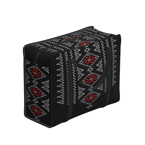 Large Grocery Bags with Zipper Closure, Polyester Foldable Shopping Bags, Heavy Duty Reusable Tote Bags - color: Geometric Pattern