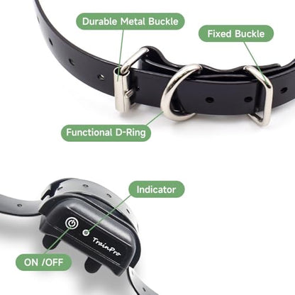 Waterproof TPU Replacement Strap for Dog Training Collar, 27.5 in - color: Black & Black
