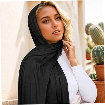 Jersey Hijab for Women, Soft Breathable Modal Hijab, 67x28 Inch Long Black Hijab, Fashion Muslim Hijab Scarf for Women Black Hijab Hijab Scarf Jersey Hijab for Women - color: Black