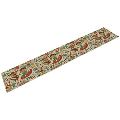 Traditional Mexican Style Table Runner, Exotic Skull Cactus Tribe Dance Music Theme Pattern for Kitchen CoffeeTea Table Dinner Room 13x36 Inch - color: Mexican-6, size: 13x36 Inch