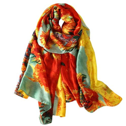 LONDON Women’s Satin Silky Scarf Gift Box Large Lightweight Silky Smooth Shawl Wrap for Hair, Head, Neck or Hijab - color: Sunflowers - Box